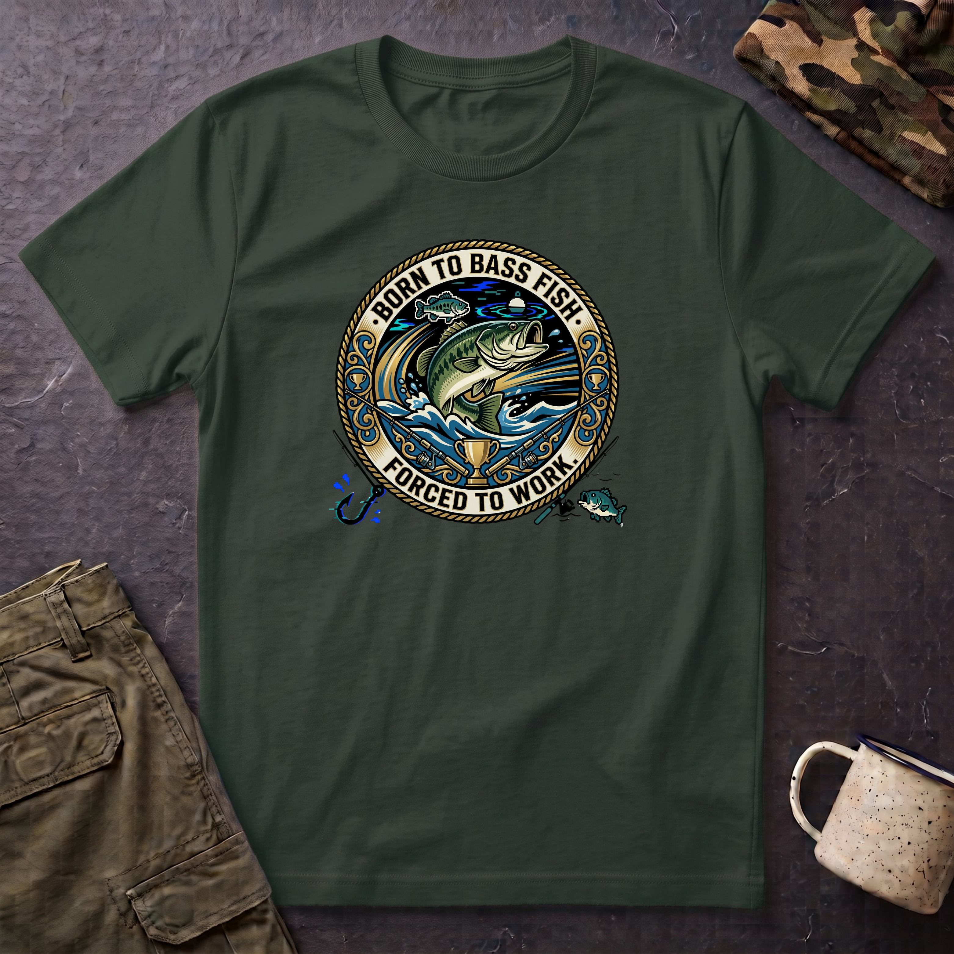 Born to Bass Fish graphic T-Shirt | Fishing Lure Illustration