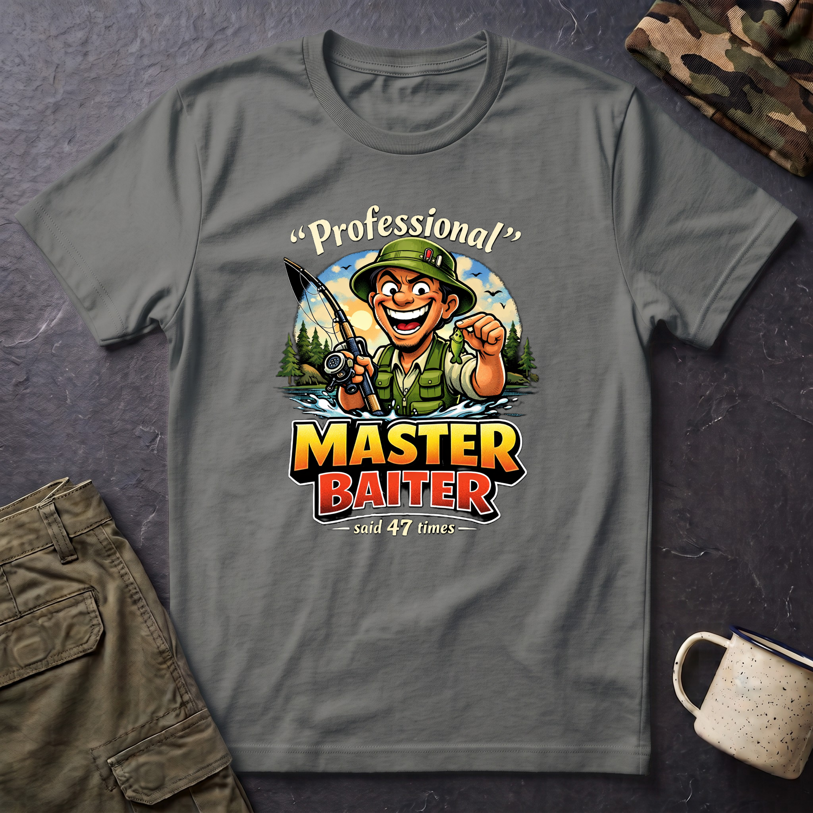 Master Baiter Fisherman T-Shirt | Fishing Graphic Tee, Outdoor Angler Design