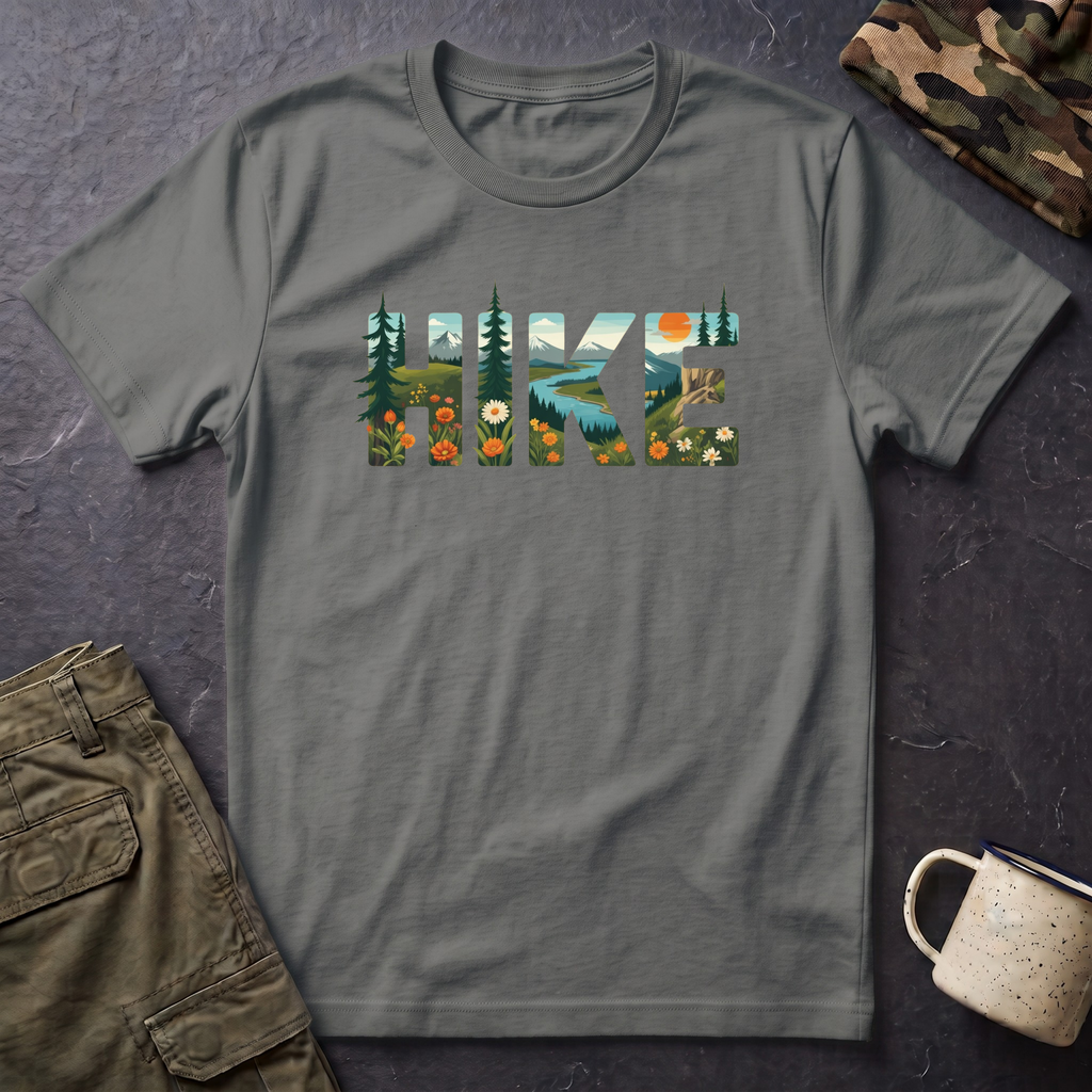 Hike nature typography T-Shirt | Outdoor hiking mountains forest design