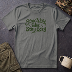 Stay Wild Stay Cozy T-Shirt — Outdoor Cabin Graphic Tee