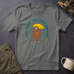 PNW Enjoy the Liquid Sunshine Bigfoot T-Shirt | Rain Umbrella Illustration