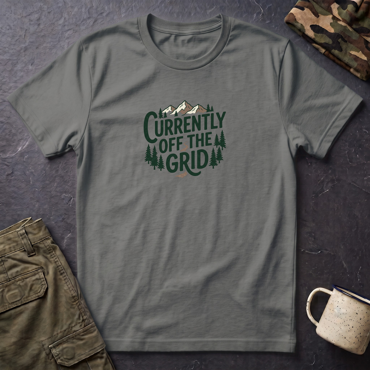 Currently Off The Grid T-Shirt — Outdoorsy Adventure Graphic Tee