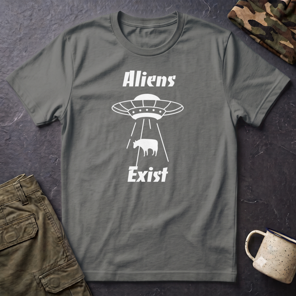 Aliens Exist T-Shirt | UFO Cow Abduction Graphic