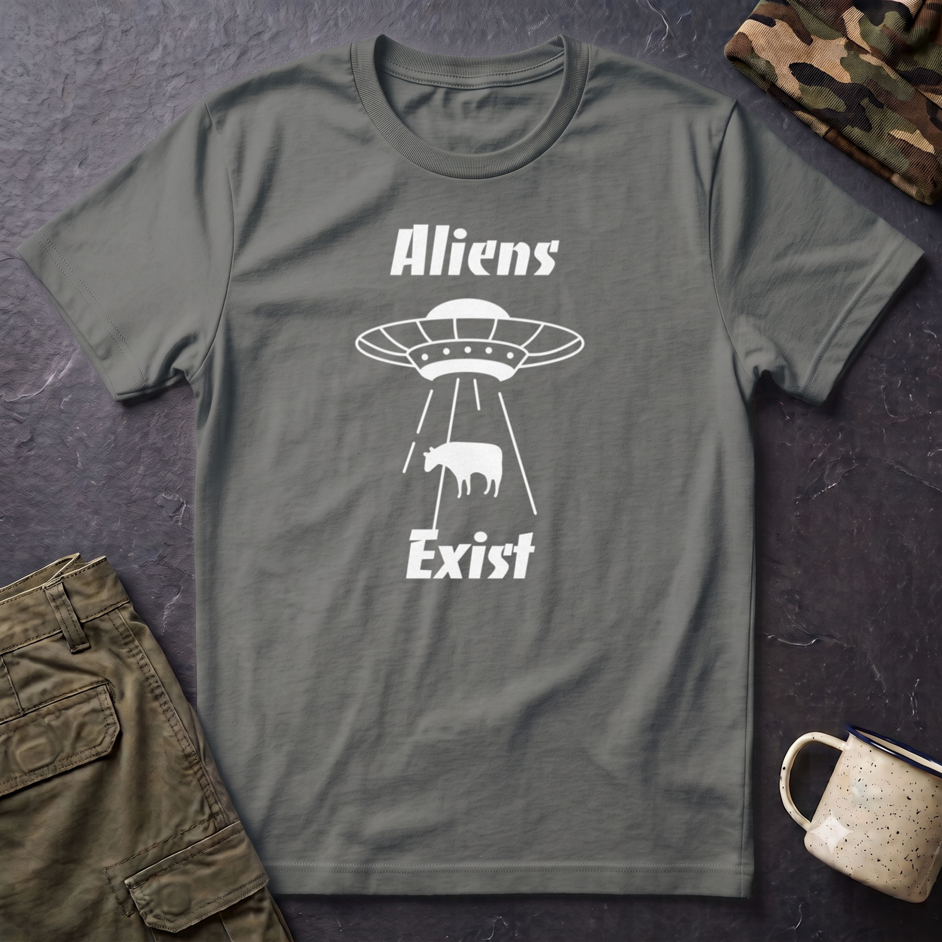 Aliens Exist T-Shirt | UFO Cow Abduction Graphic