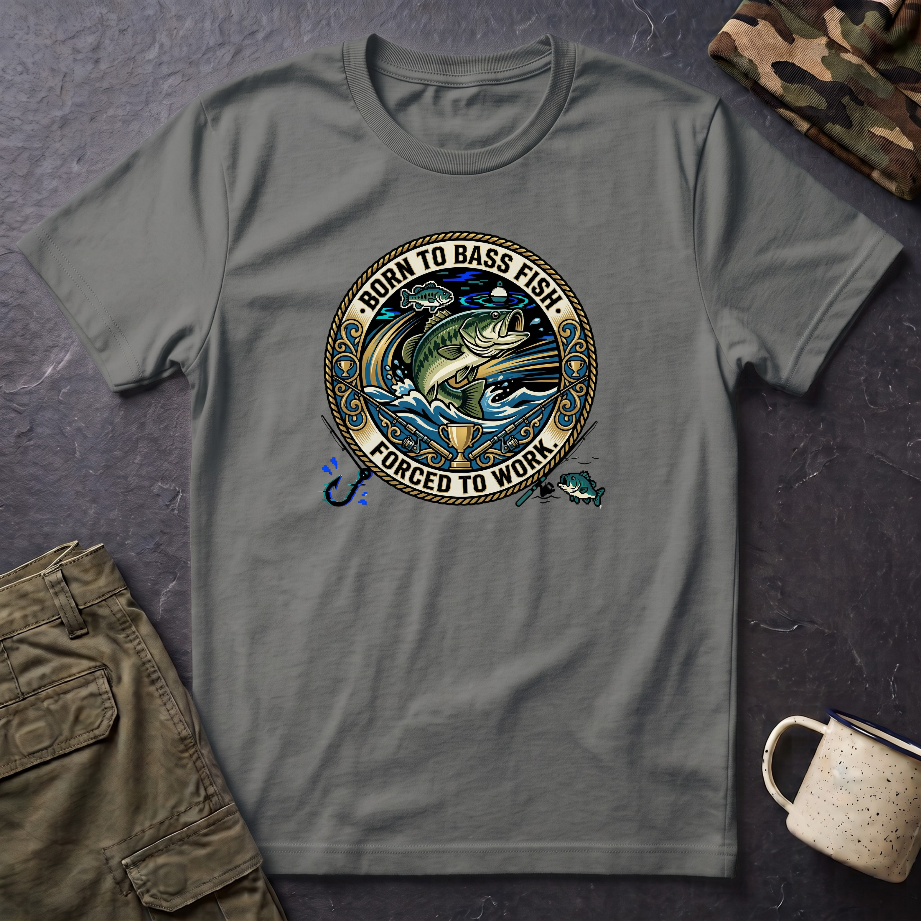Born to Bass Fish graphic T-Shirt | Fishing Lure Illustration