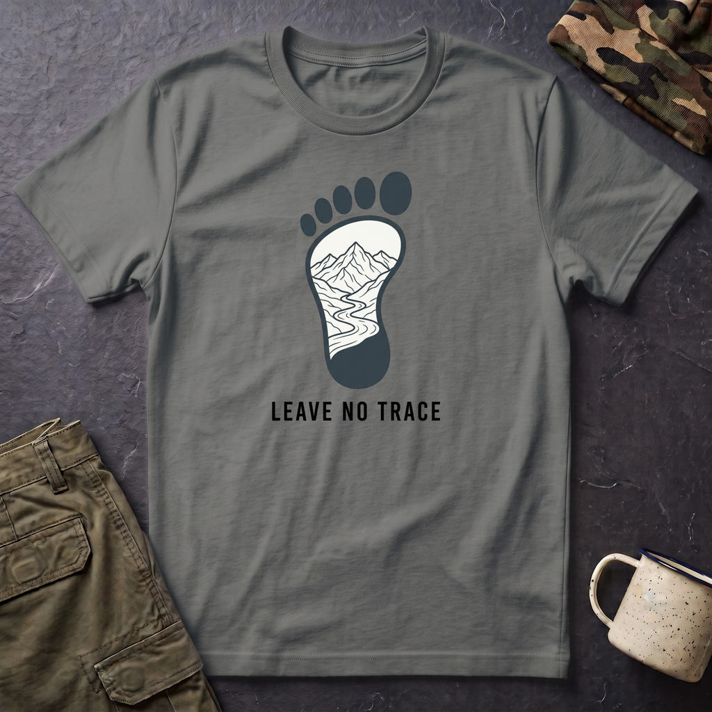 Leave No Trace footprint T-Shirt | Hiking mountain print