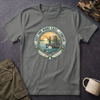Just One More Cast Fishing T-Shirt | Retro Sunset Angler Design