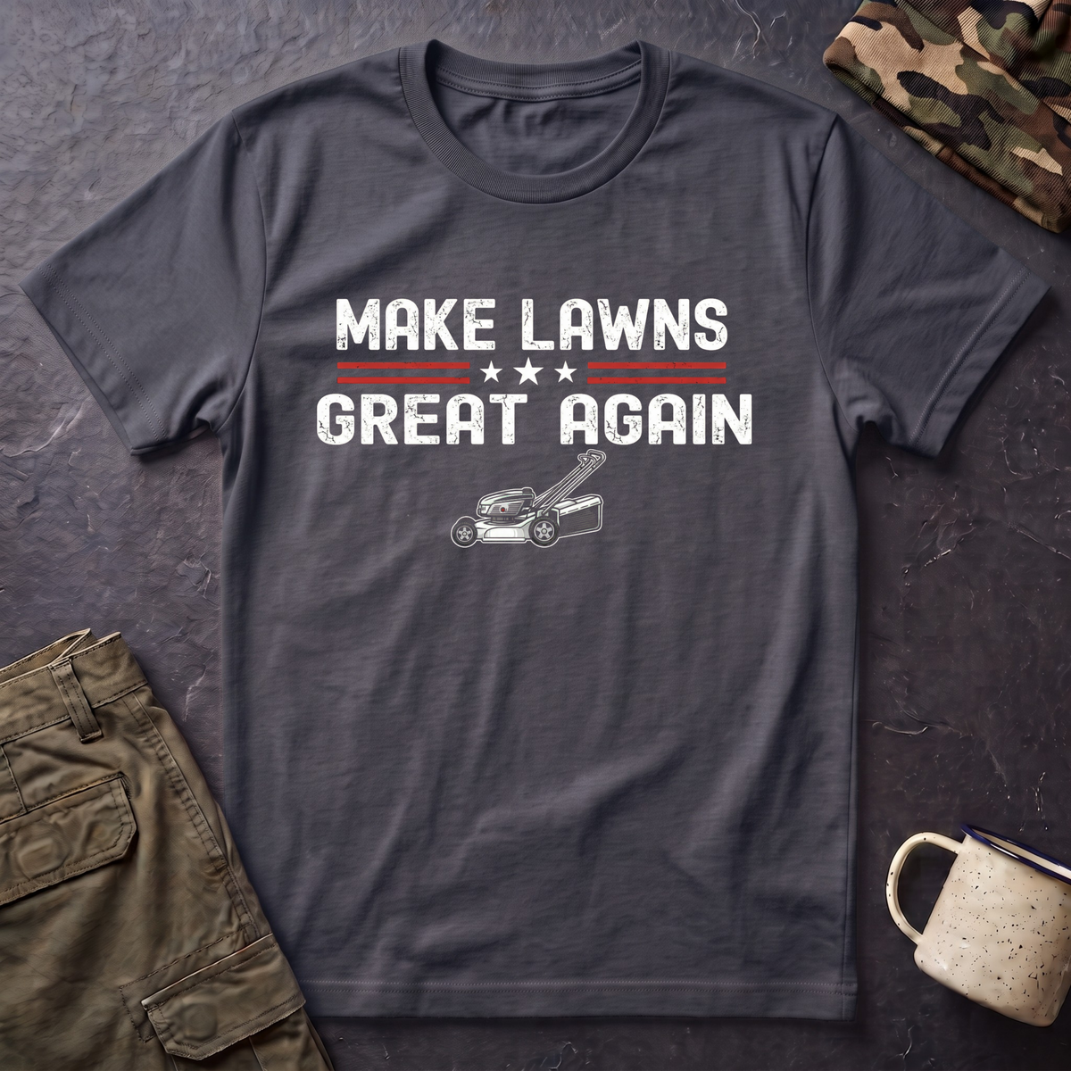 Make Lawns Great Again T-Shirt | Lawn Mower Graphic, Gardening Humor