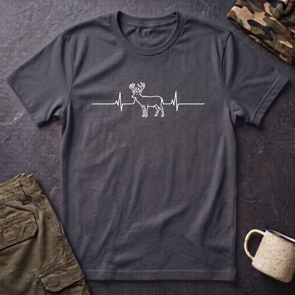 Buck Heartbeat Line T-Shirt | Deer EKG Graphic Tee