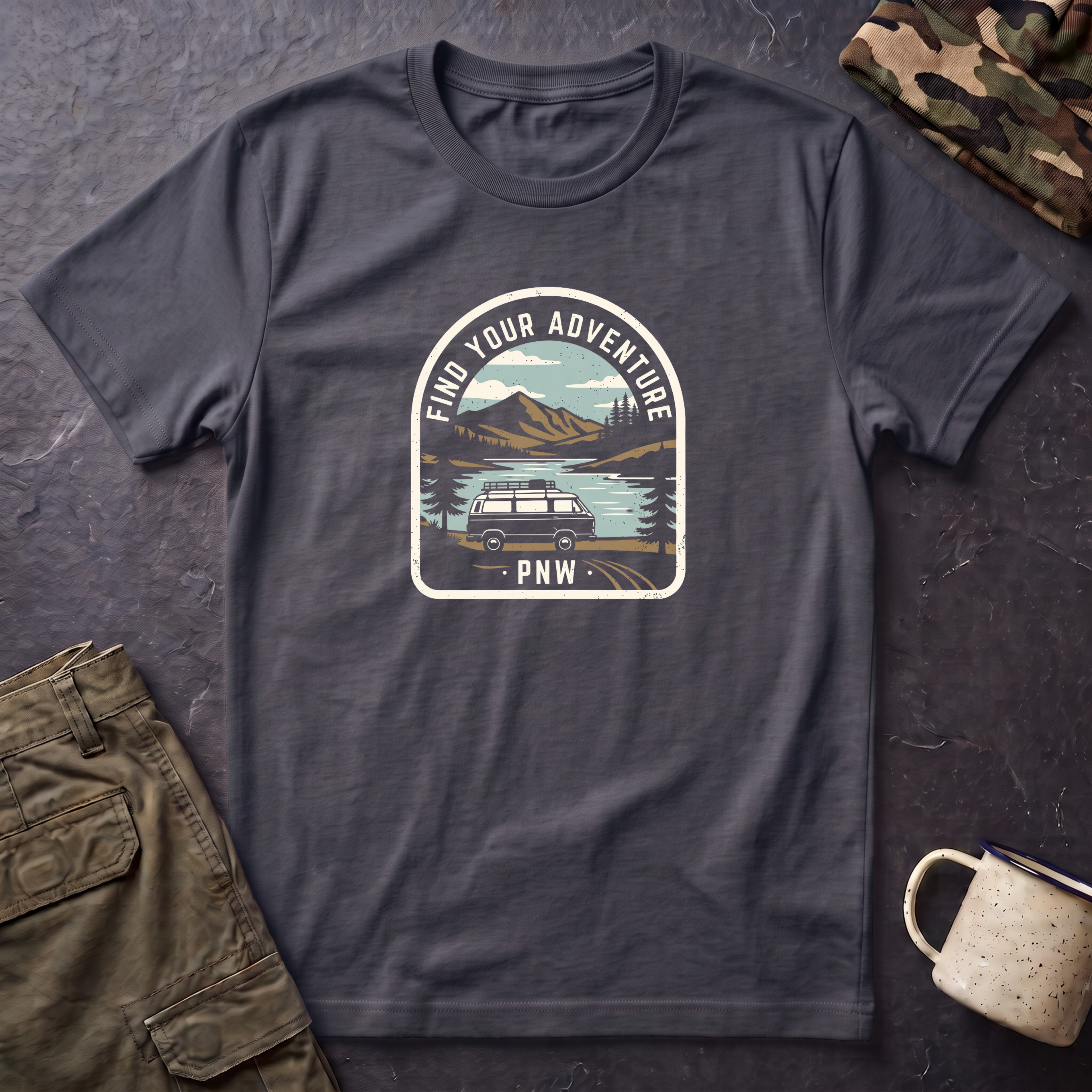 Mountain Lake Vista T-Shirt | Retro Scenic Nature Tee