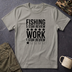 Fishing 5 Star Review Work 1 Star Review T-Shirt | Fishing Humor Shirt