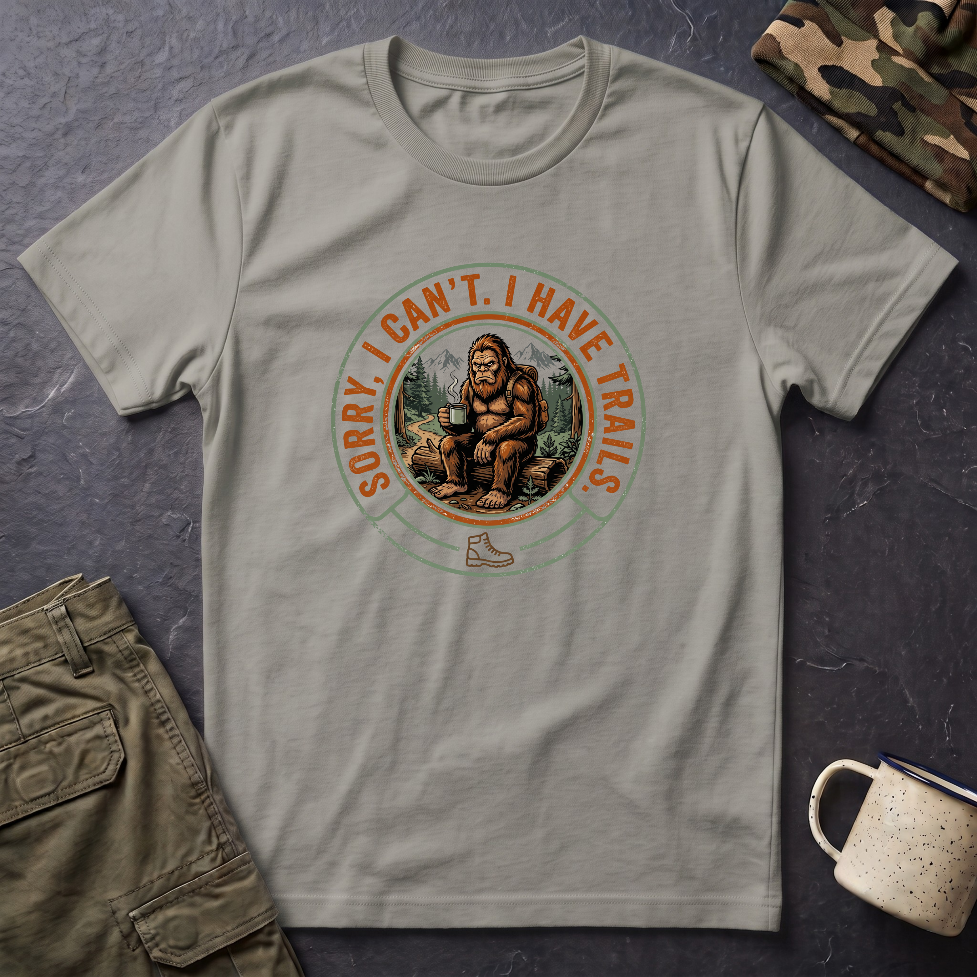 Sorry I Can't, I Have Trails T-Shirt — Vintage Sasquatch Hiking Tee