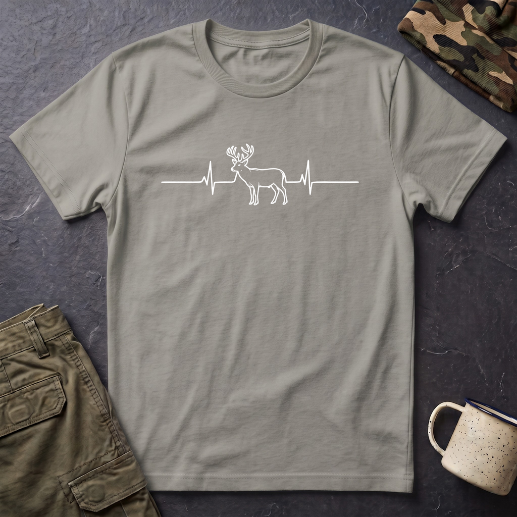 Buck Heartbeat Line T-Shirt | Deer EKG Graphic Tee