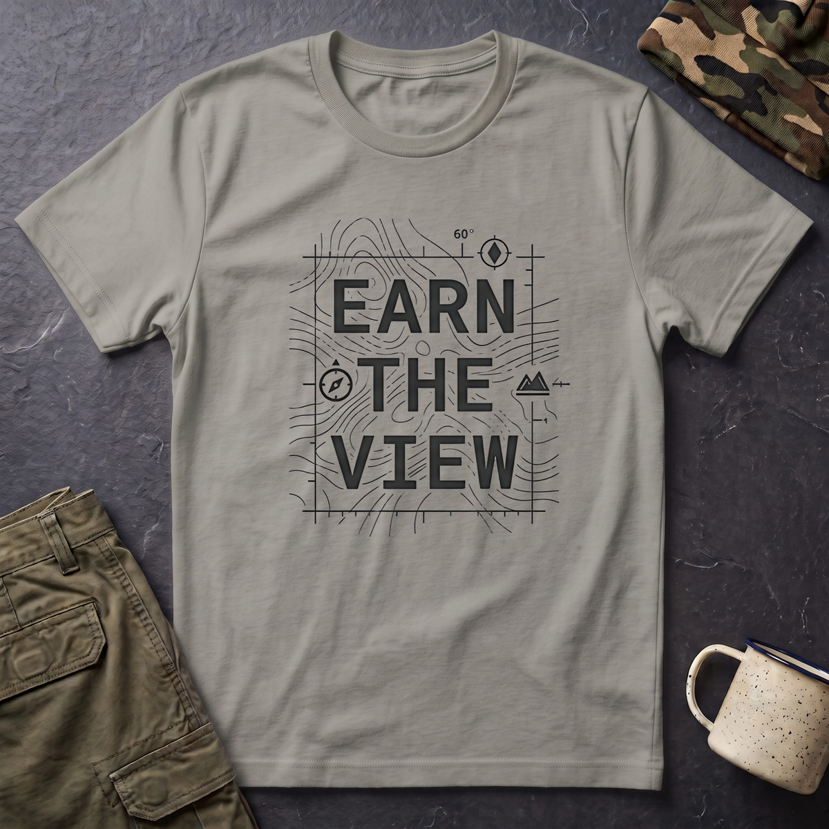 Earn The View T-Shirt | Hiking Adventure Typography Shirt