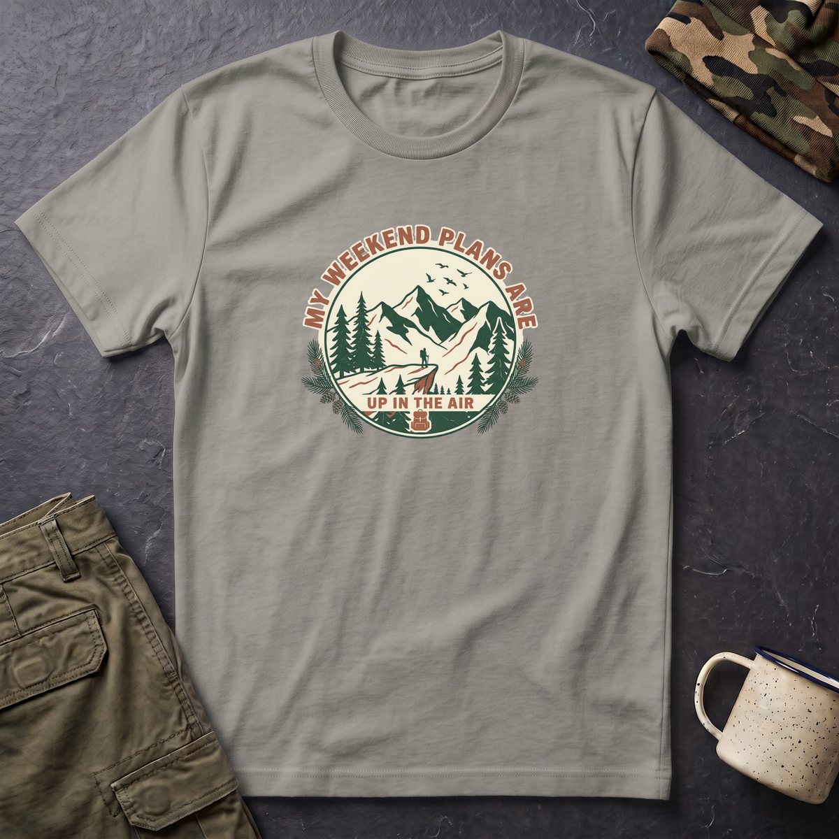 T-Shirt — "My Weekend Plans Are Up in the Air" Outdoor Adventure Graphic Tee