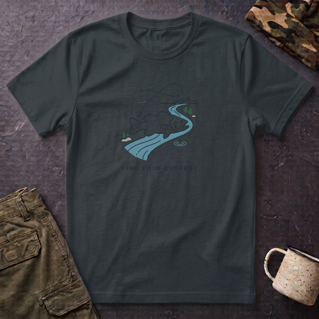 Find Your Current Wave T-Shirt | Surf River Whale Illustration