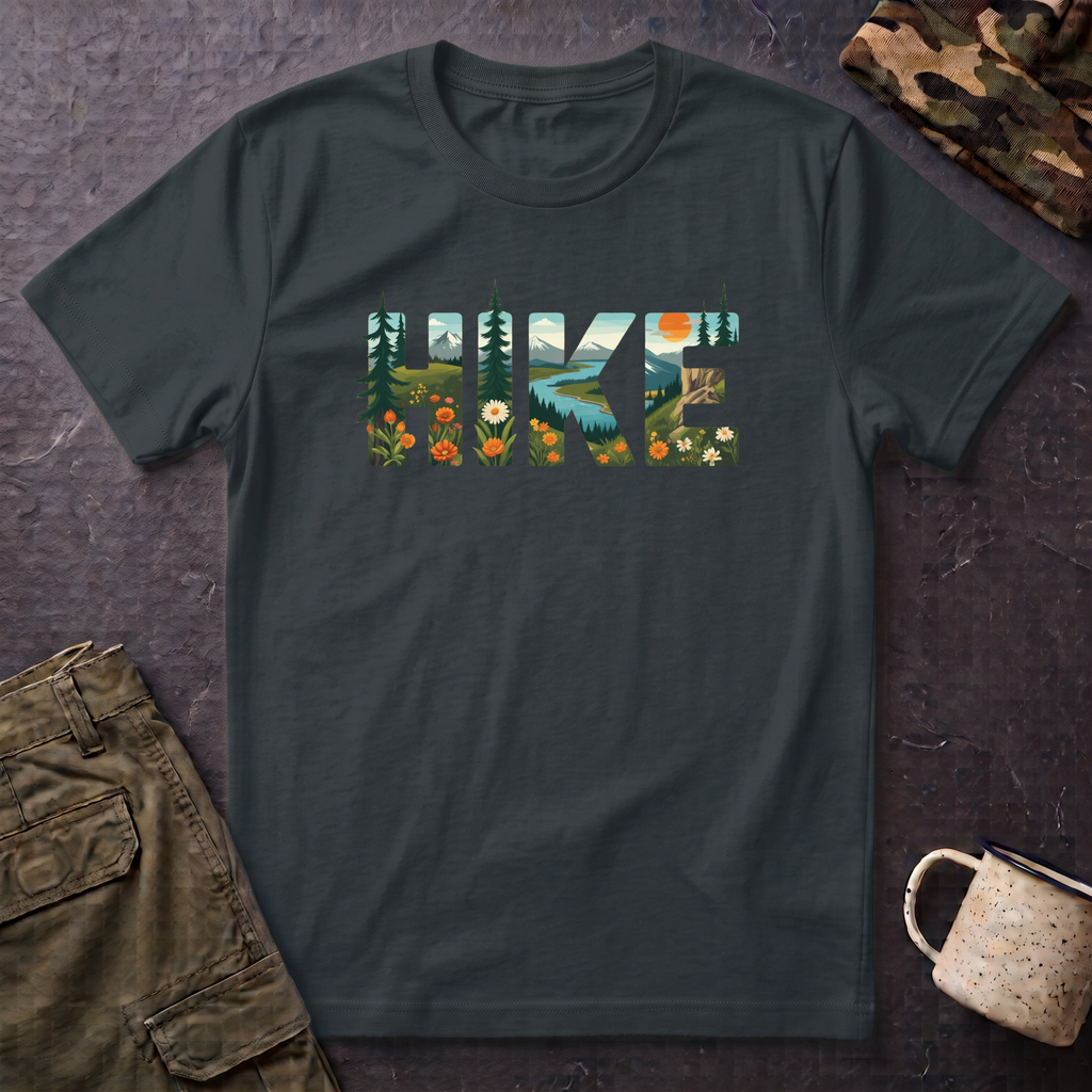 Hike nature typography T-Shirt | Outdoor hiking mountains forest design