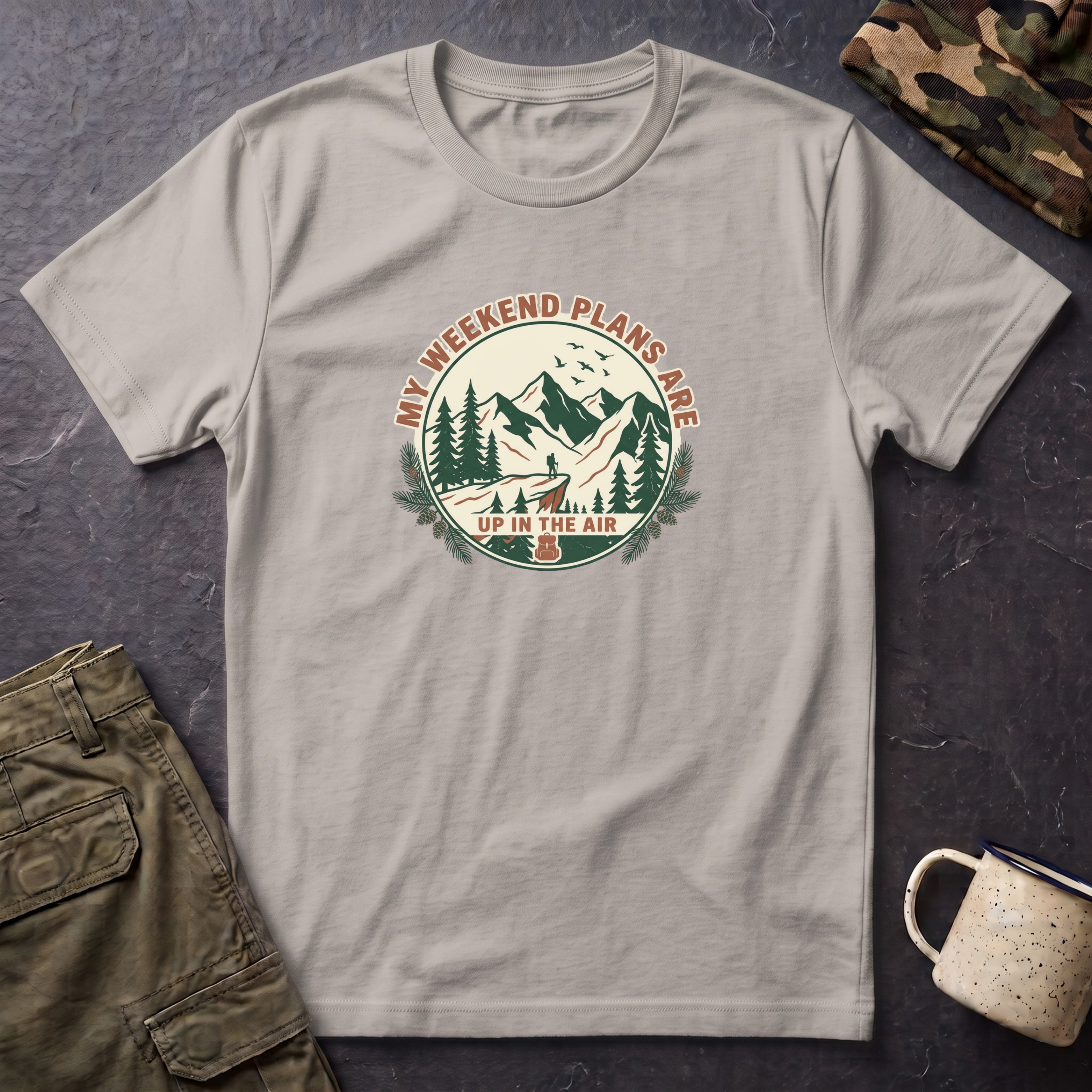 T-Shirt — "My Weekend Plans Are Up in the Air" Outdoor Adventure Graphic Tee