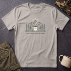 Coffee Cup in Pines T-Shirt | mountain camp mug, minimalist outdoors design
