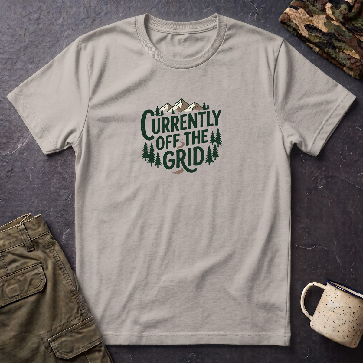 Currently Off The Grid T-Shirt — Outdoorsy Adventure Graphic Tee