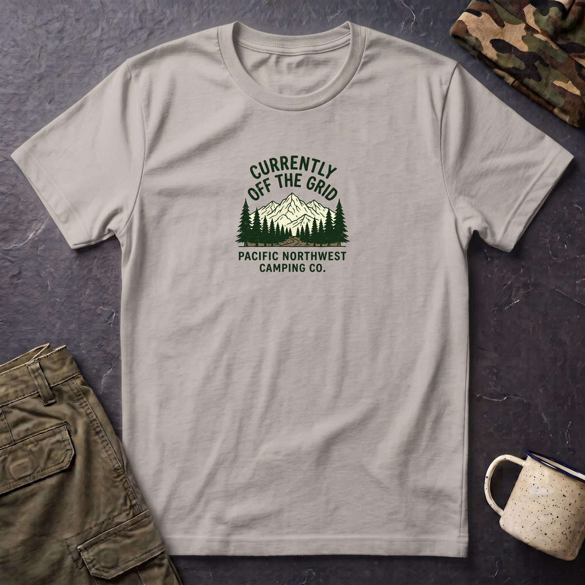 Currently Off The Grid T-Shirt — Pacific Northwest Camping Graphic Tee