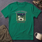 Camping Checklist Snacks T-Shirt | Camping Graphic Tee, Tent Campfire Design