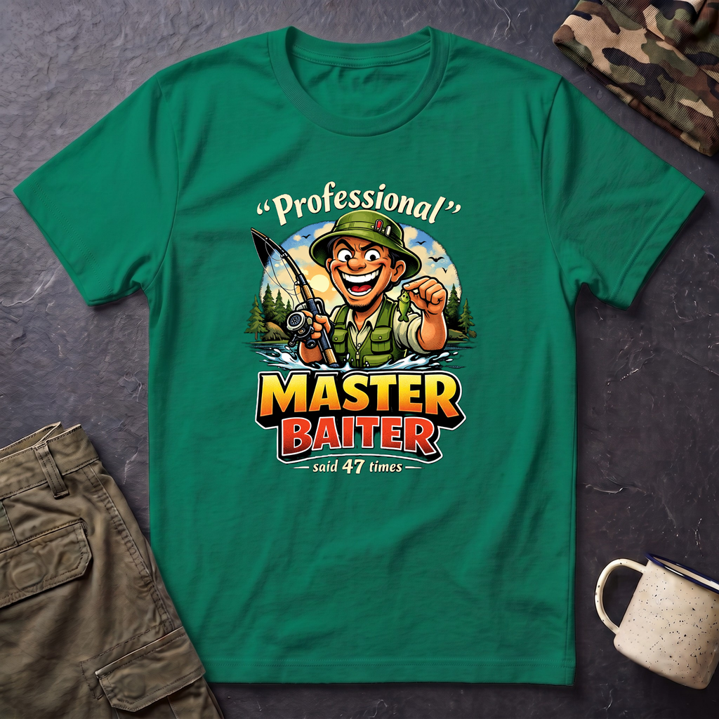 Master Baiter Fisherman T-Shirt | Fishing Graphic Tee, Outdoor Angler Design