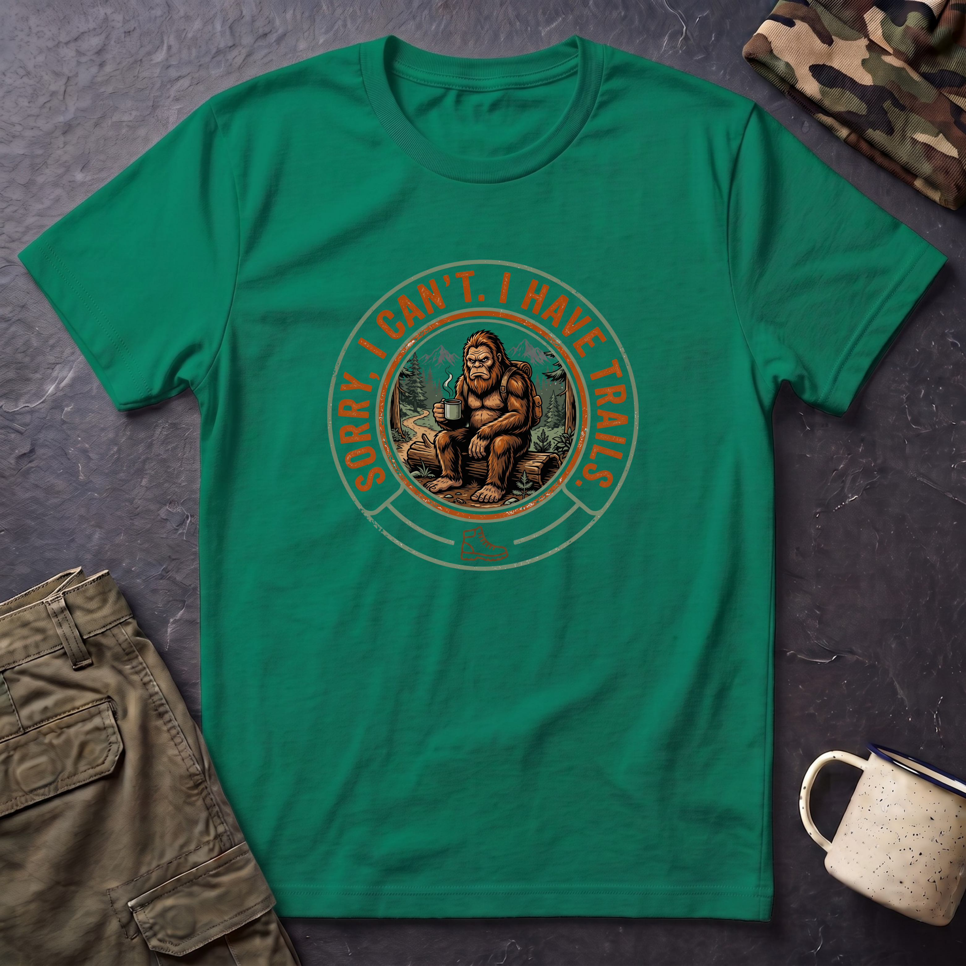 Sorry I Can't, I Have Trails T-Shirt — Vintage Sasquatch Hiking Tee