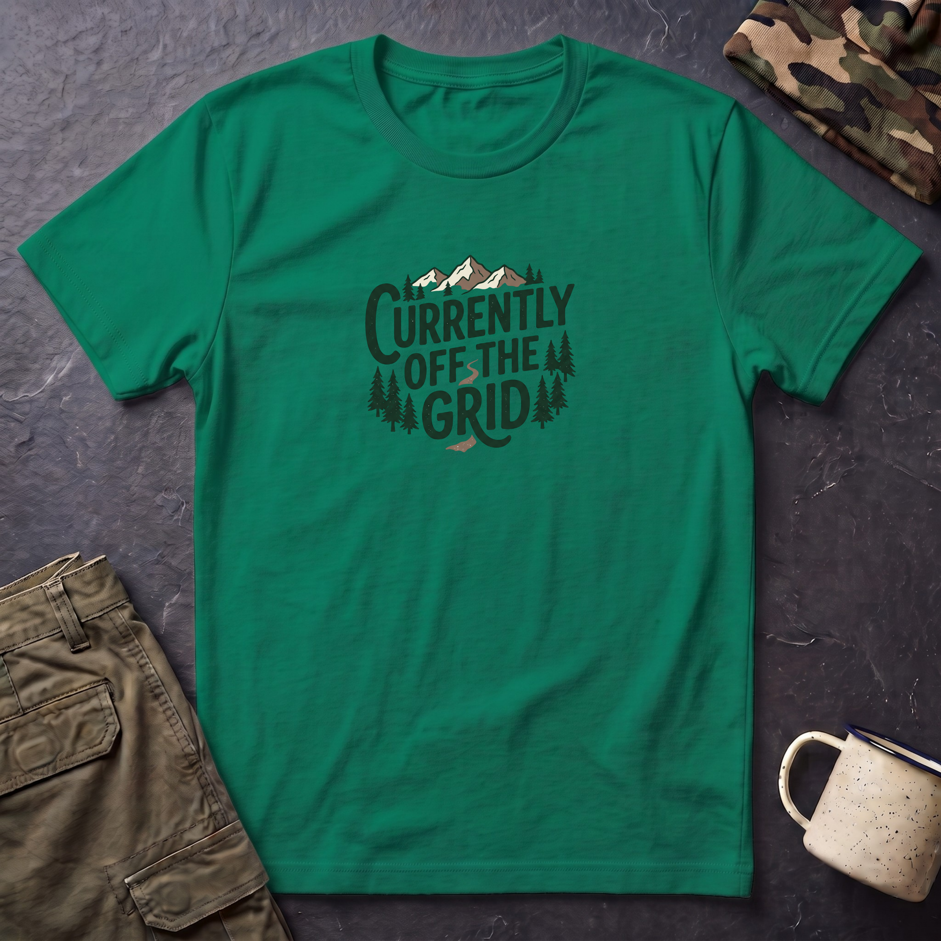 Currently Off The Grid T-Shirt — Outdoorsy Adventure Graphic Tee