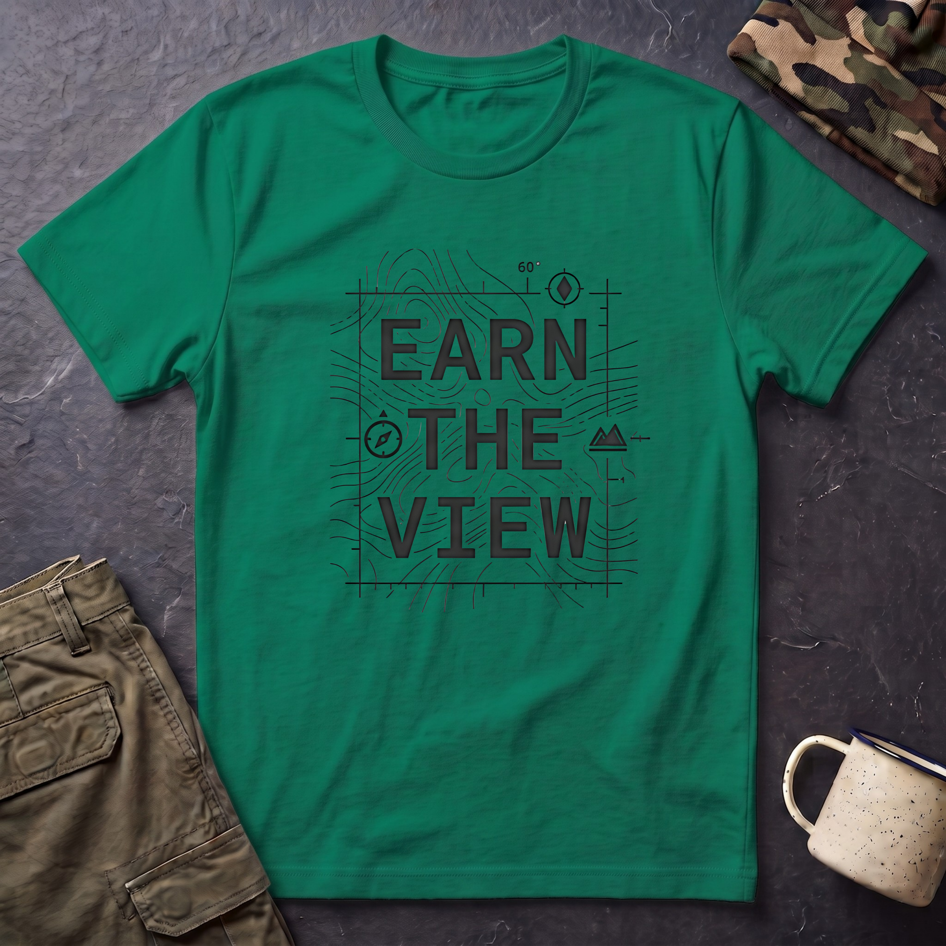 Earn The View T-Shirt | Hiking Adventure Typography Shirt