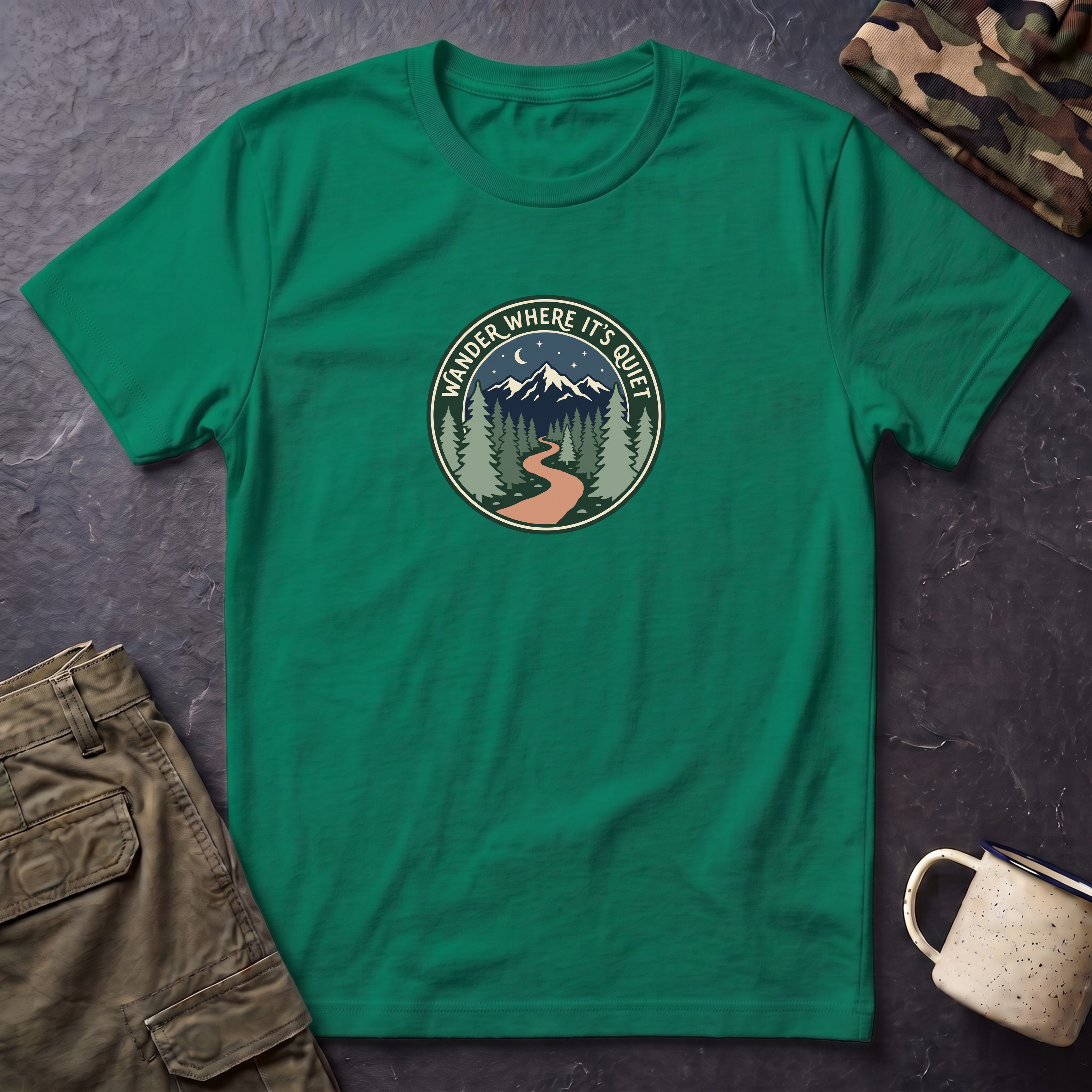 T-Shirt - "Wander Where It’s Quiet" Mountain Trail Graphic Tee