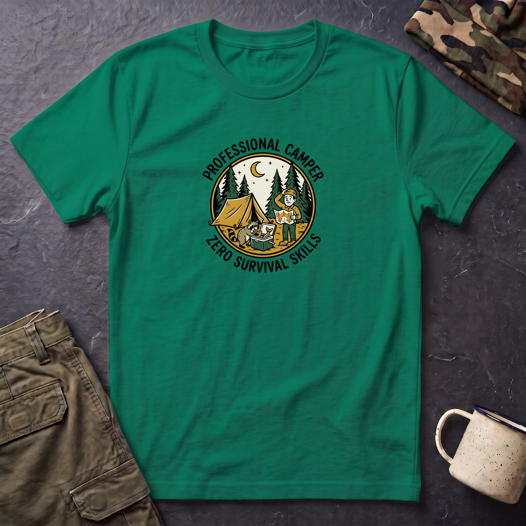 Professional Camper Zero Survival Skills T-Shirt | Camping Graphic Tee