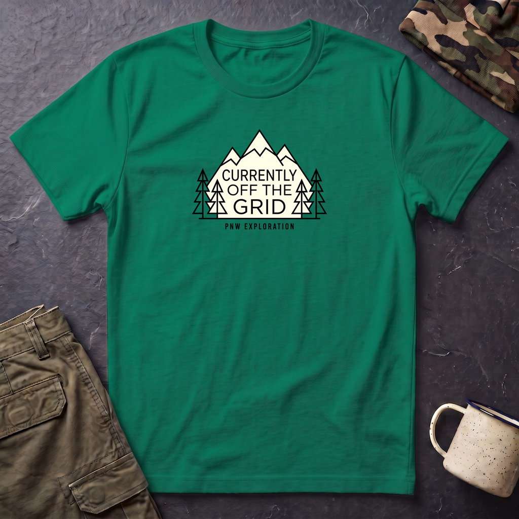 Currently Off The Grid T-Shirt — Mountain Camping Adventure Tee