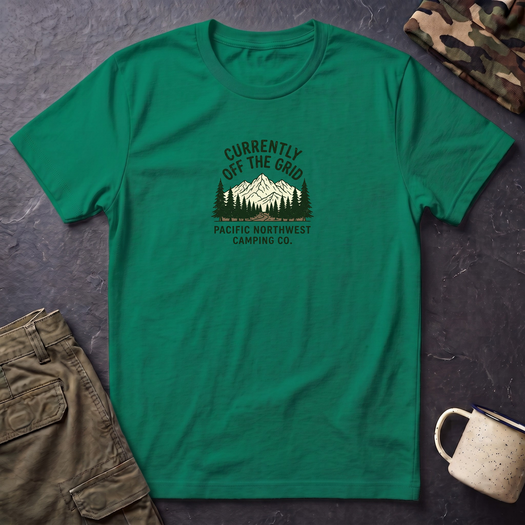 Currently Off The Grid T-Shirt — Pacific Northwest Camping Graphic Tee