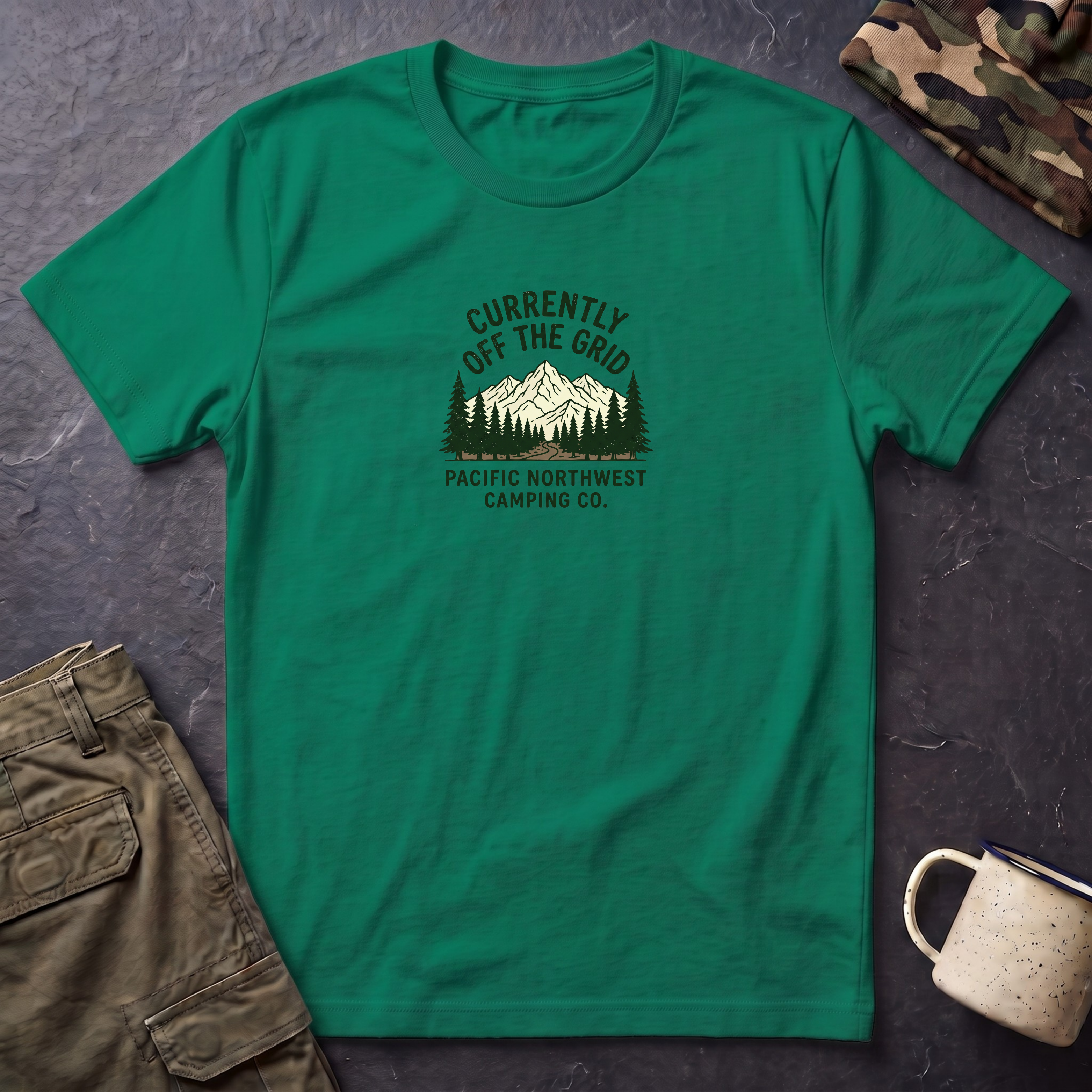 Currently Off The Grid T-Shirt — Pacific Northwest Camping Graphic Tee