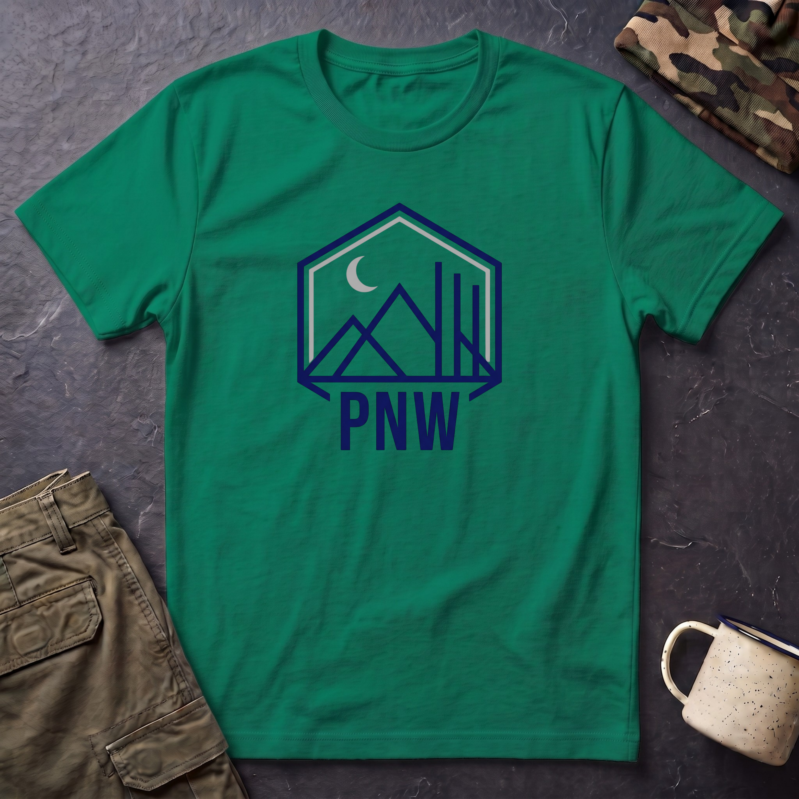PNW Mountains T-Shirt | Pacific Northwest camping badge