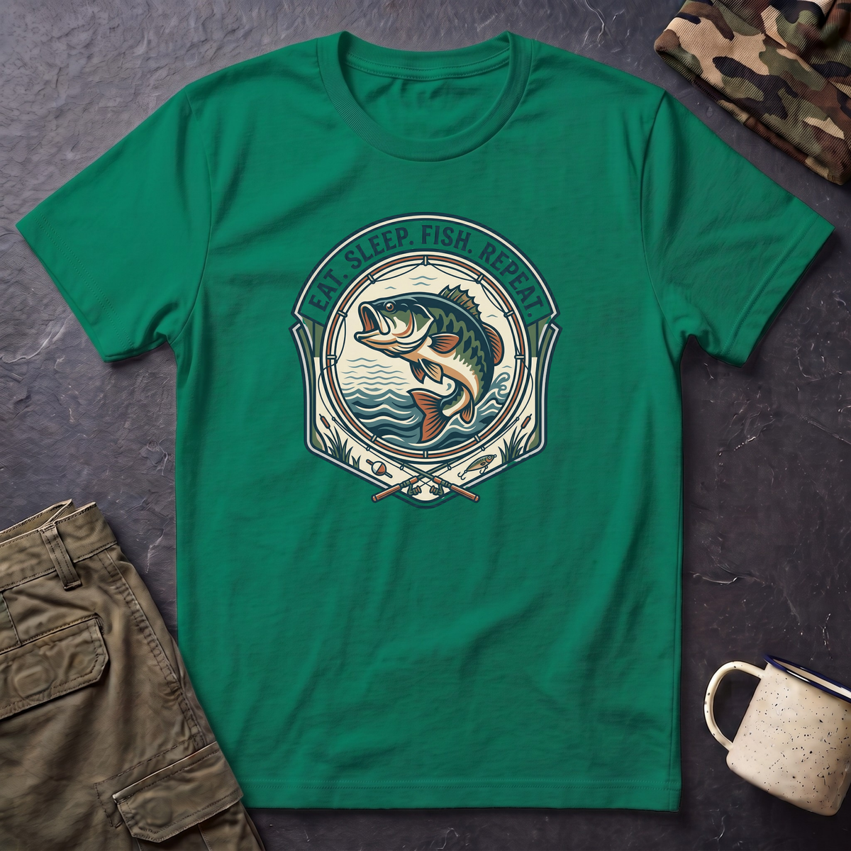 Eat Sleep Fish Repeat T-Shirt | Bass Fishing Graphic Tee
