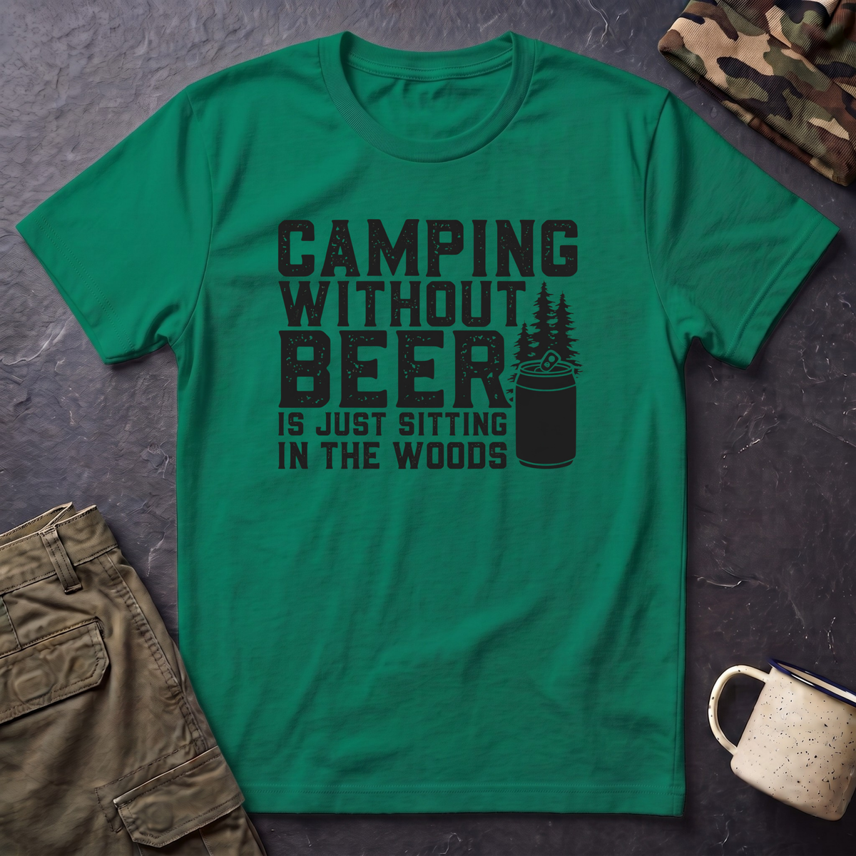 Camping Without Beer T-Shirt | Camping Saying, Beer Can Graphic
