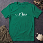 Mountain Heartbeat T-Shirt — Minimalist Mountain ECG Tee for Hikers & Outdoor Lovers