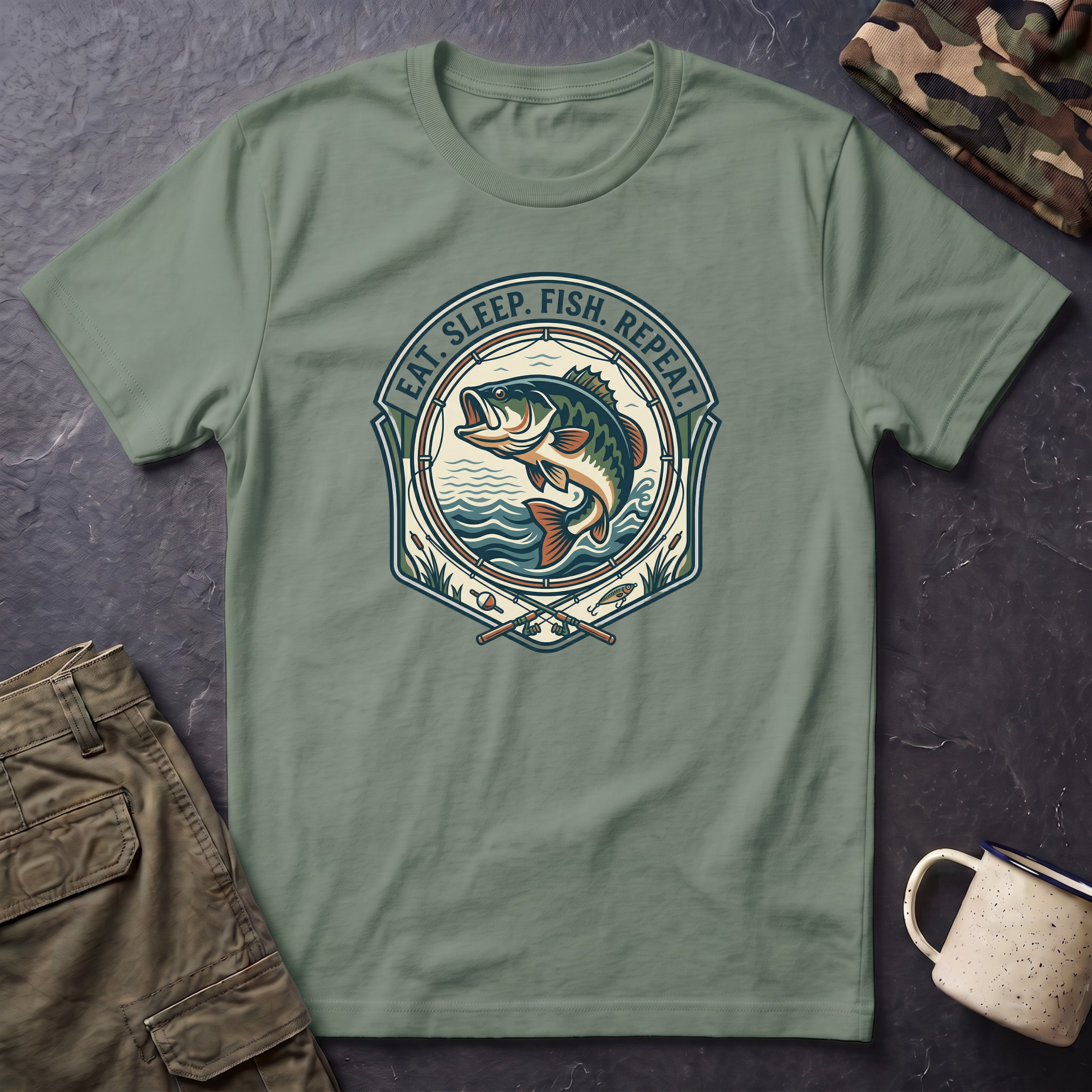 Eat Sleep Fish Repeat T-Shirt | Bass Fishing Graphic Tee