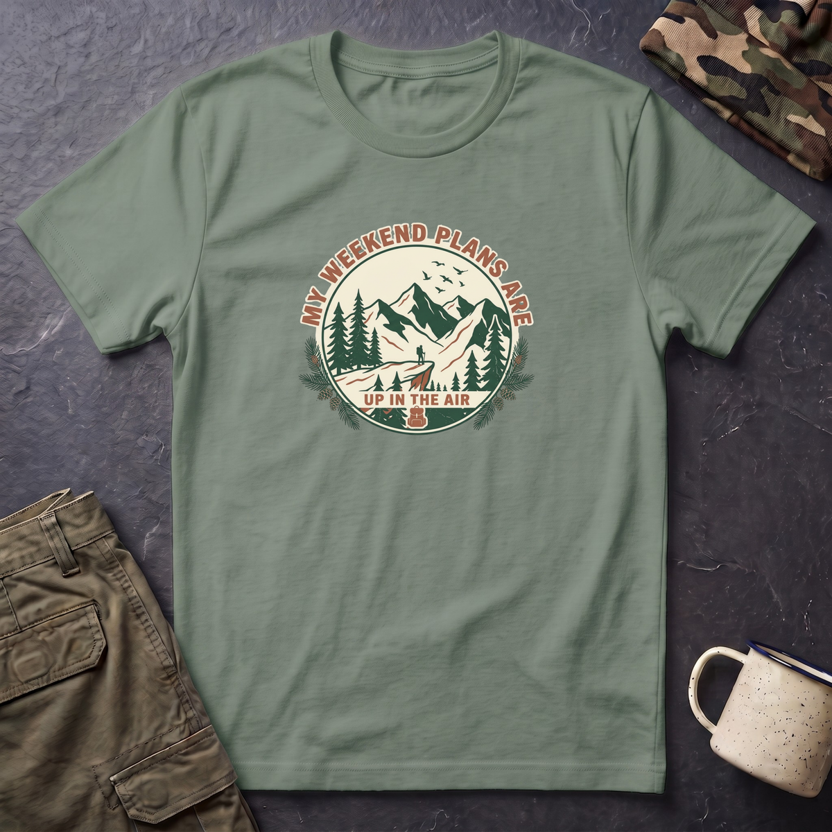T-Shirt — "My Weekend Plans Are Up in the Air" Outdoor Adventure Graphic Tee