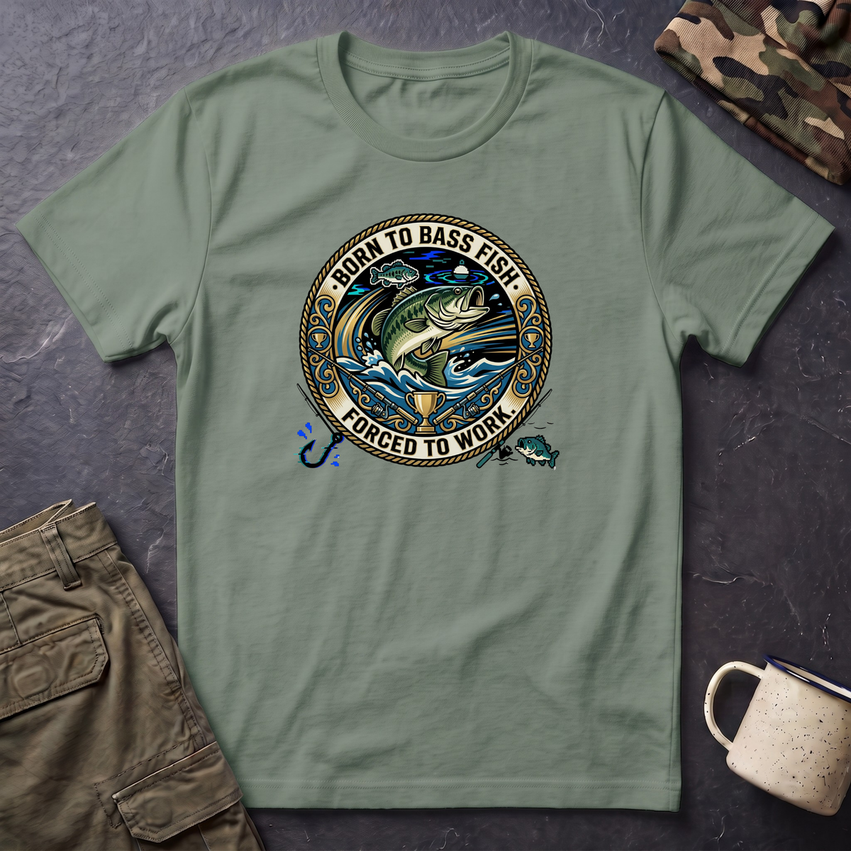 Born to Bass Fish graphic T-Shirt | Fishing Lure Illustration