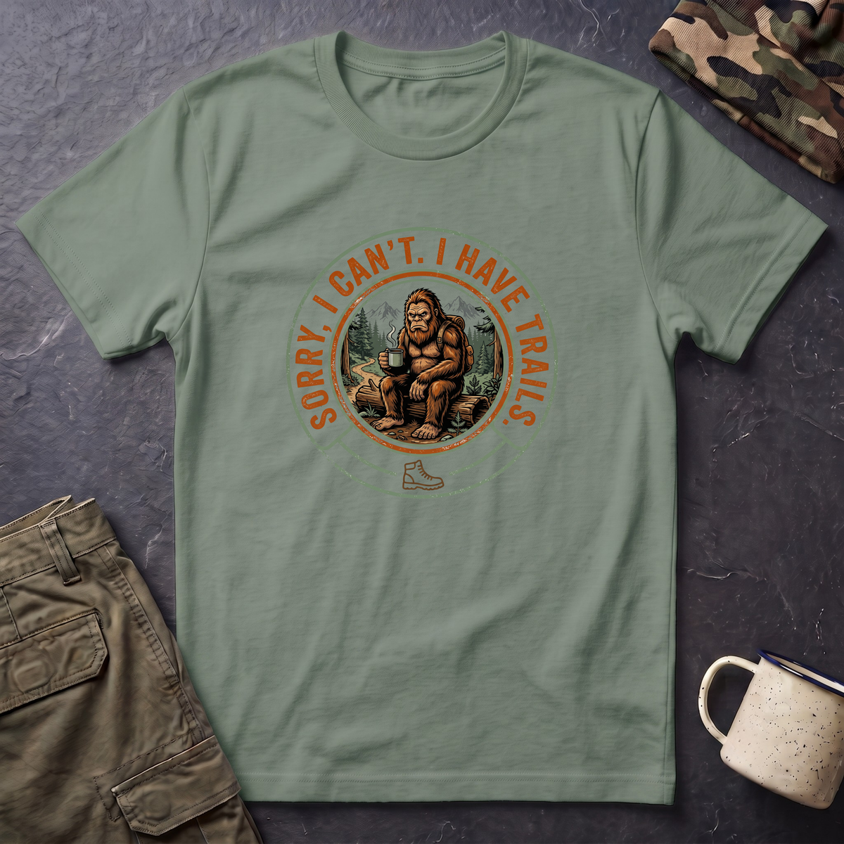 Sorry I Can't, I Have Trails T-Shirt — Vintage Sasquatch Hiking Tee