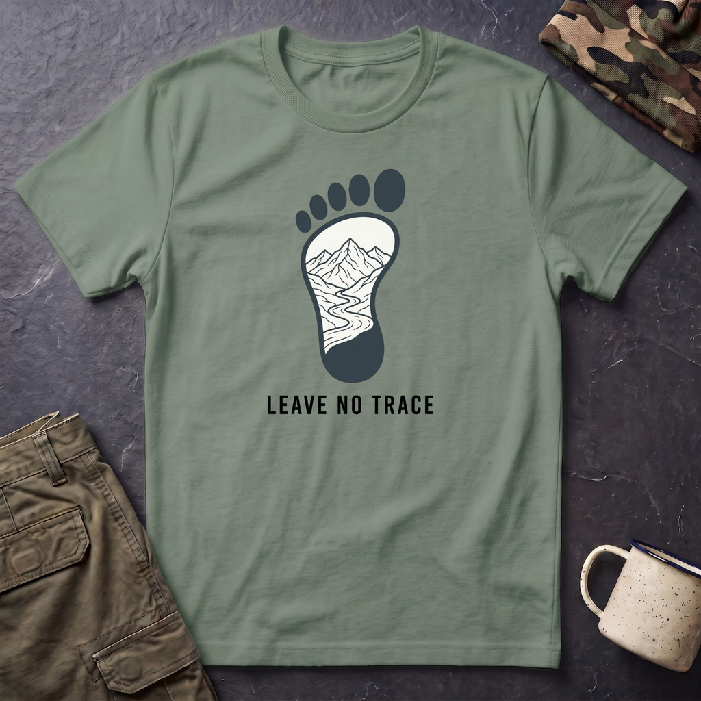 Leave No Trace footprint T-Shirt | Hiking mountain print