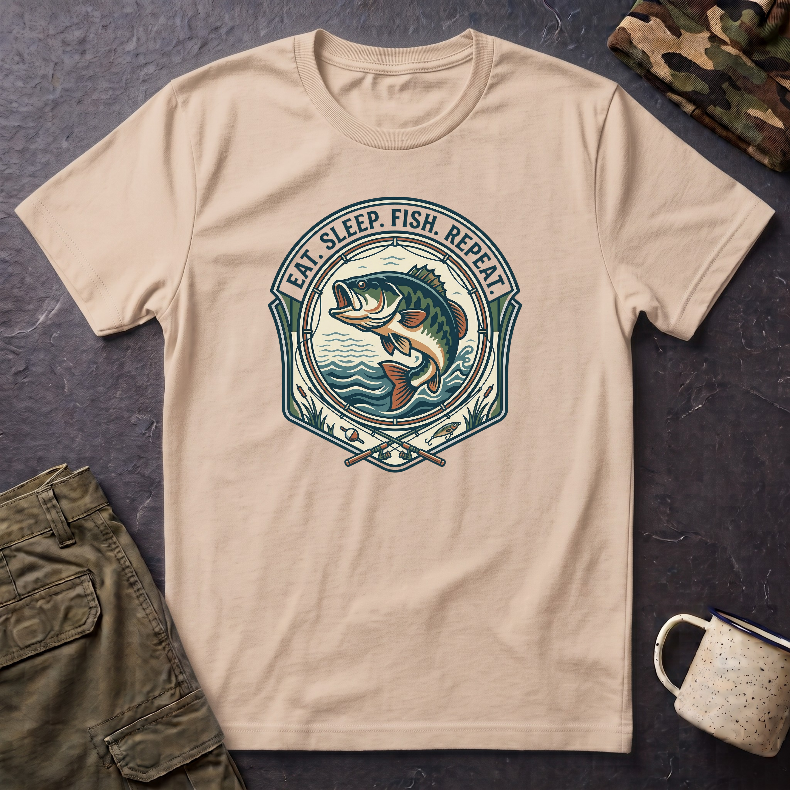 Eat Sleep Fish Repeat T-Shirt | Bass Fishing Graphic Tee