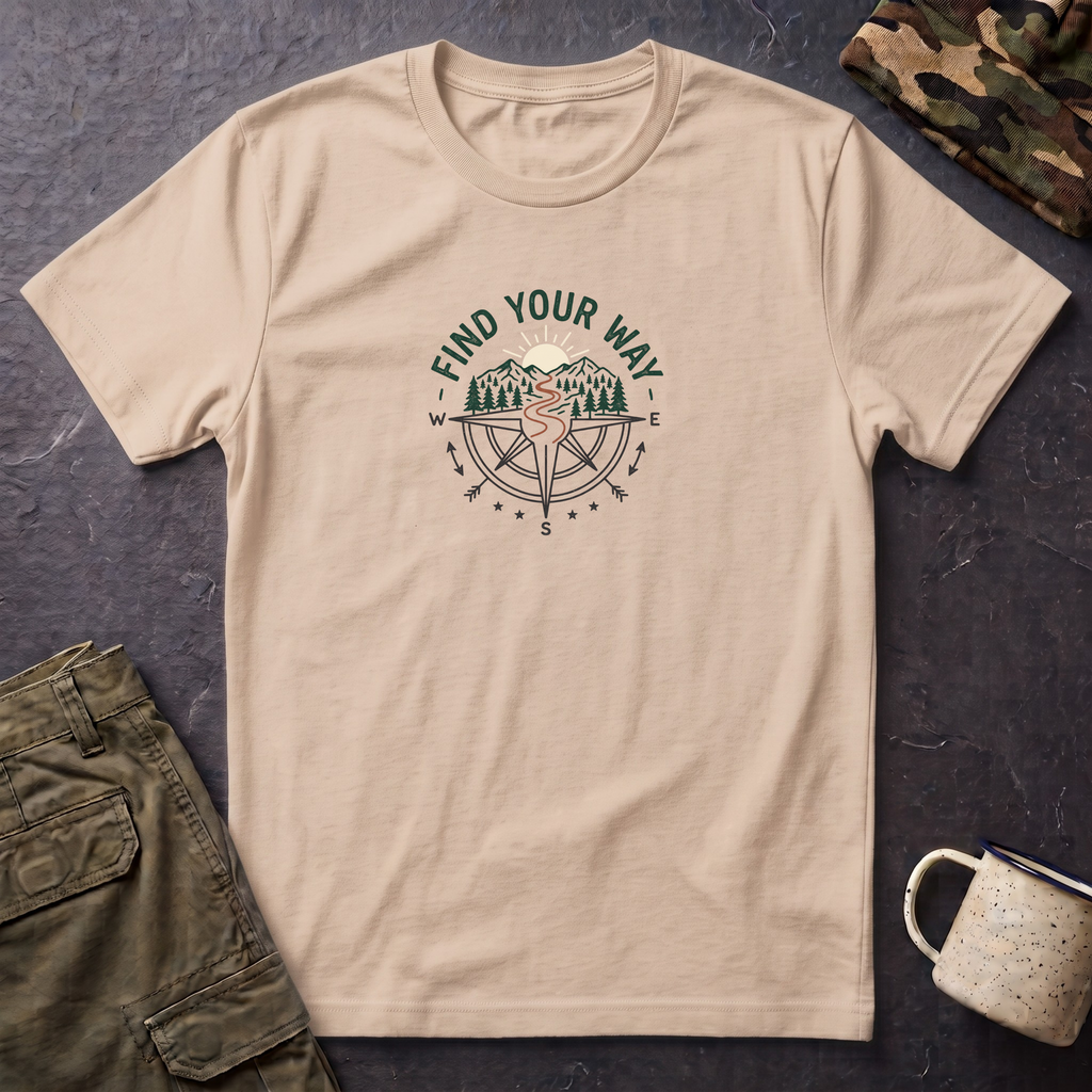 Find Your Way T-Shirt — Compass Mountain Adventure Graphic Tee