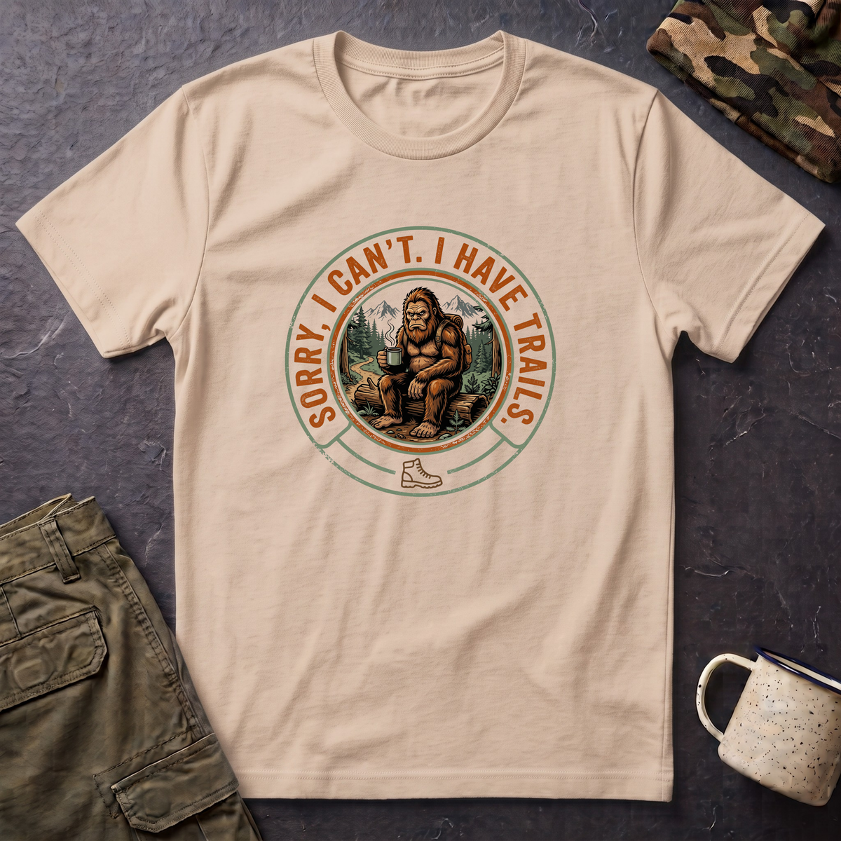Sorry I Can't, I Have Trails T-Shirt — Vintage Sasquatch Hiking Tee