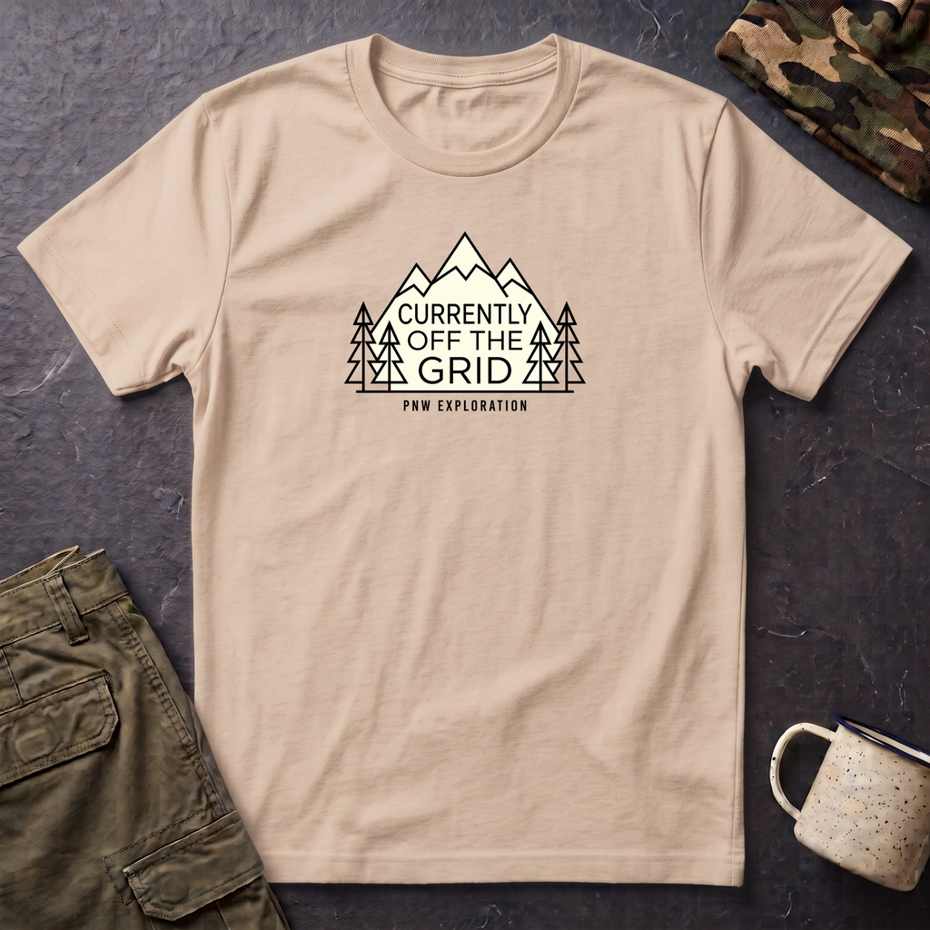 Currently Off The Grid T-Shirt — Mountain Camping Adventure Tee