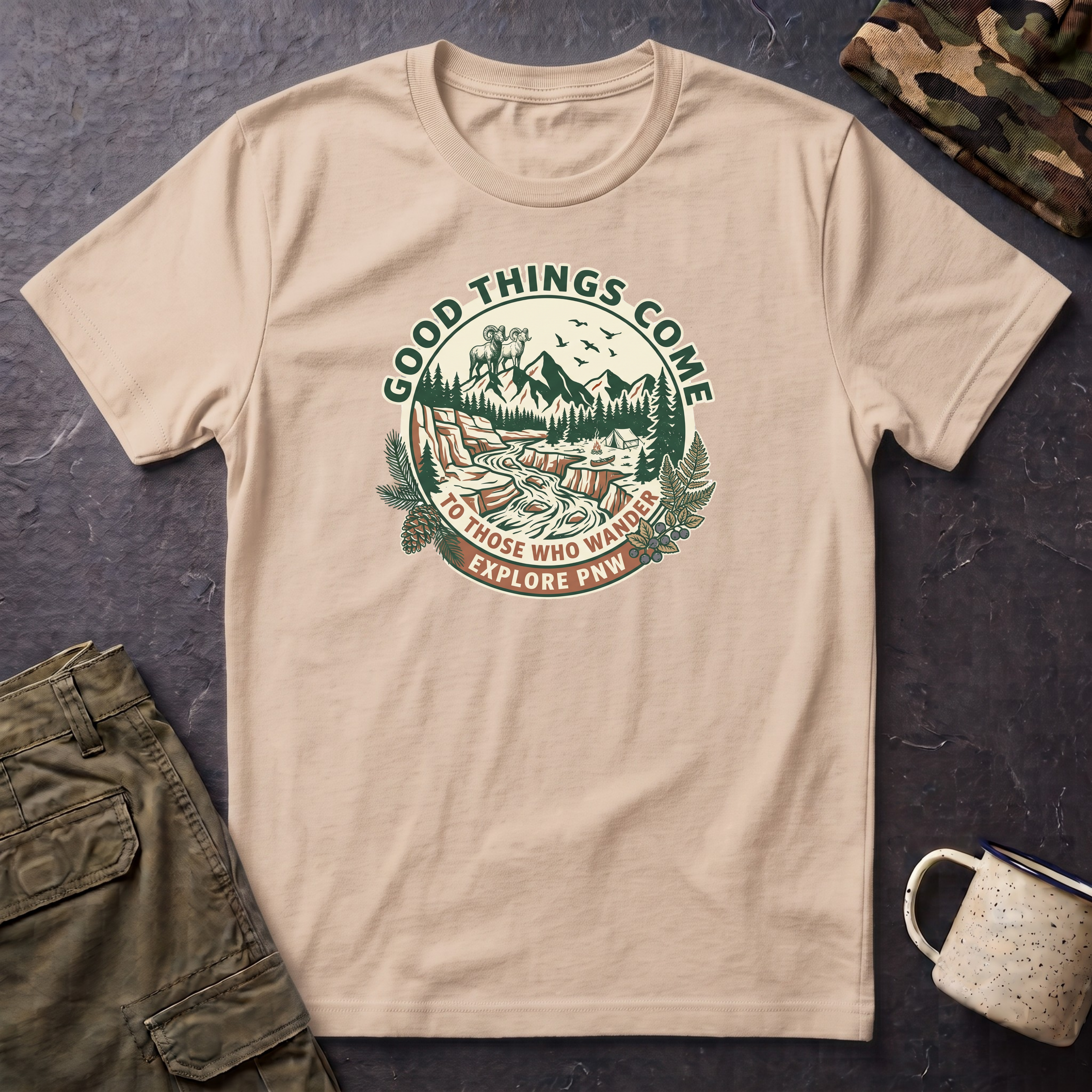 Adventure T-Shirt — "Good Things Come to Those Who Explore" Outdoor Graphic Tee