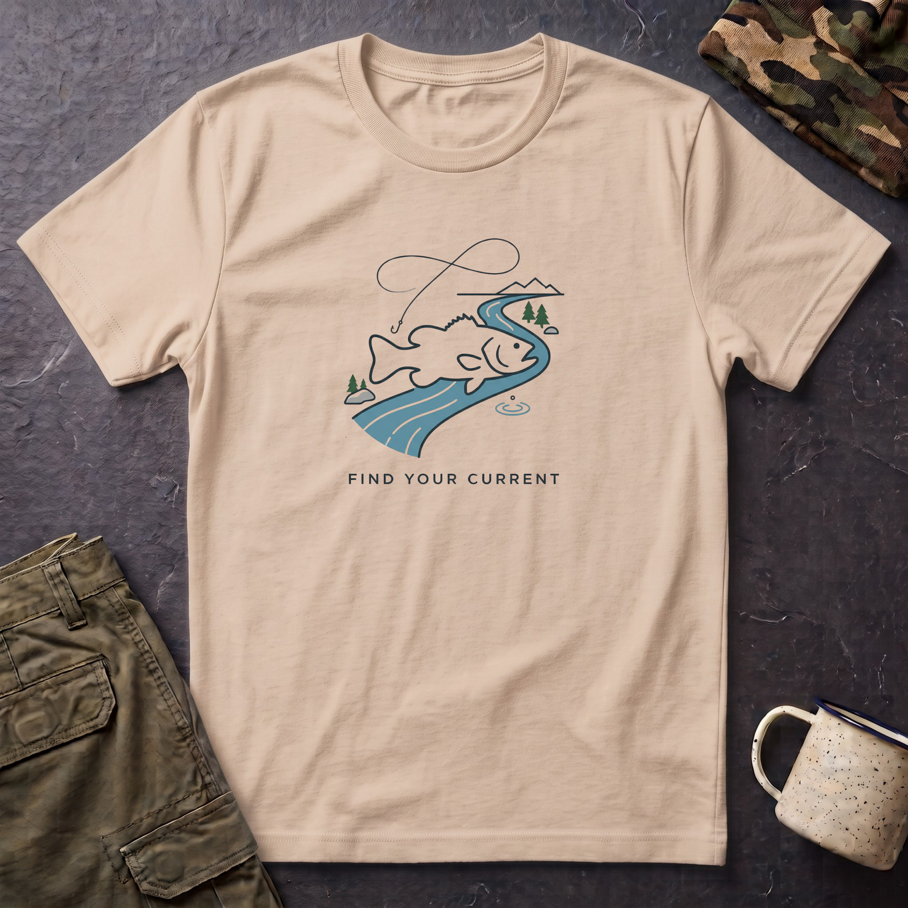 Find Your Current Wave T-Shirt | Surf River Whale Illustration